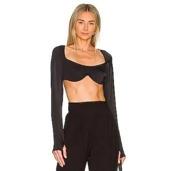 We are HAH X Free people Keep it up Top Black Noir Back Tie Size Small - Picture 5 of 5